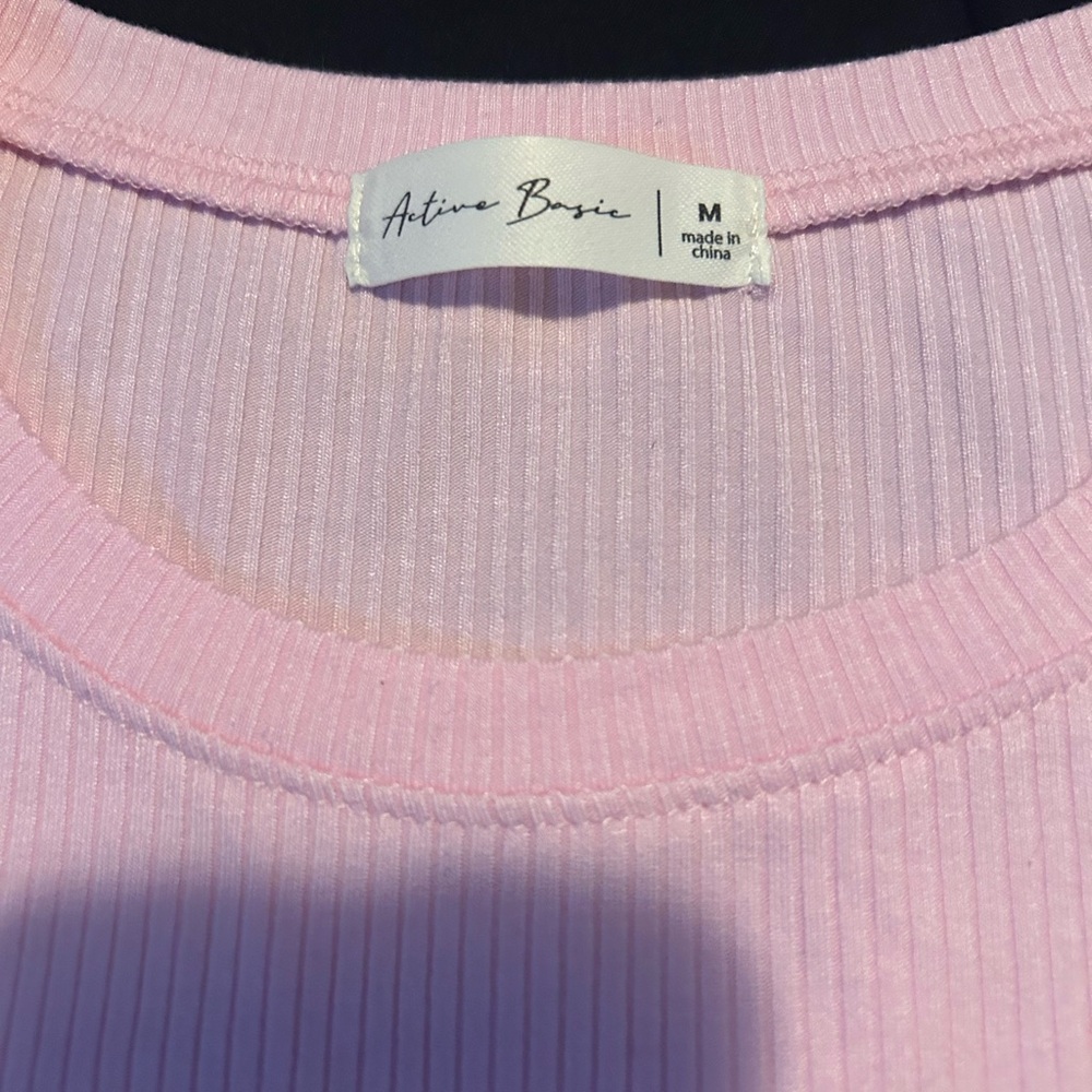 Active Basic Light Pink Ribbed Tee - Picture 2 of 3